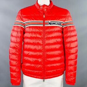 MONCLER Size XXXL Renald Red White Blue Quilted Nylon Jacket